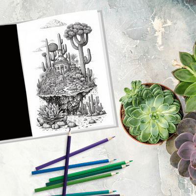 Kaktus Phantasien Malbuch für Erwachsene